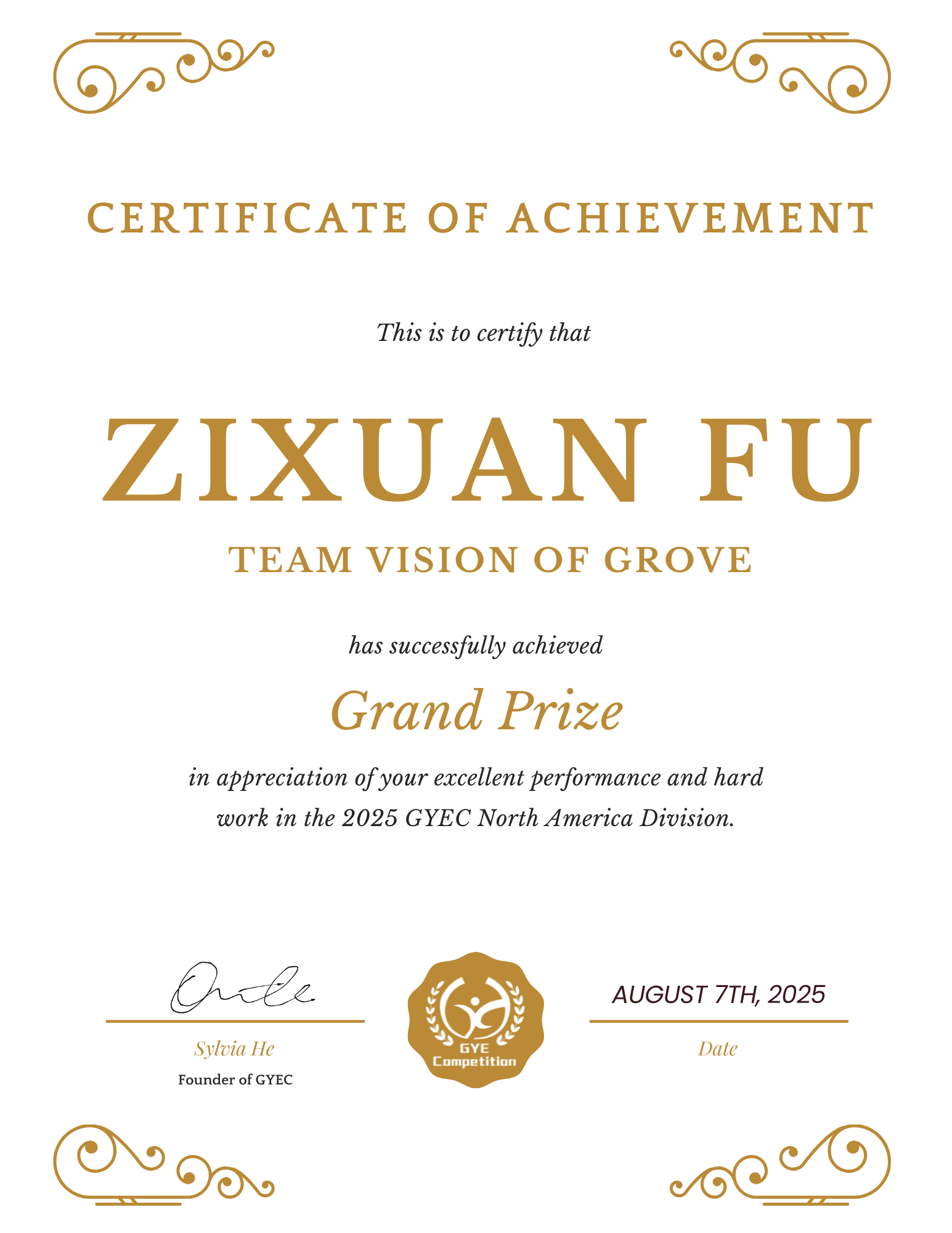 GYEC Grand Prize - North America Division