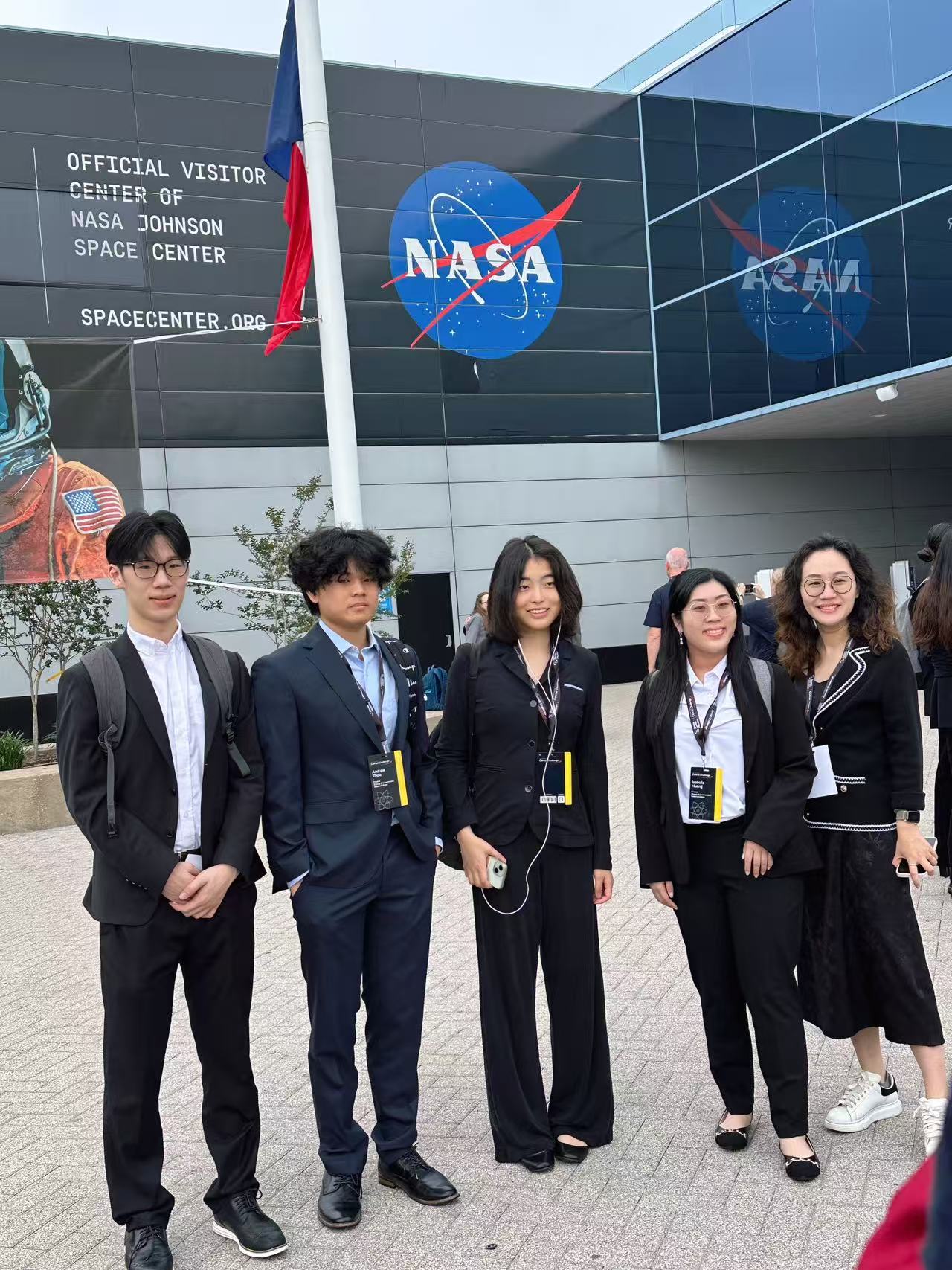 Team outside NASA Johnson Space Center