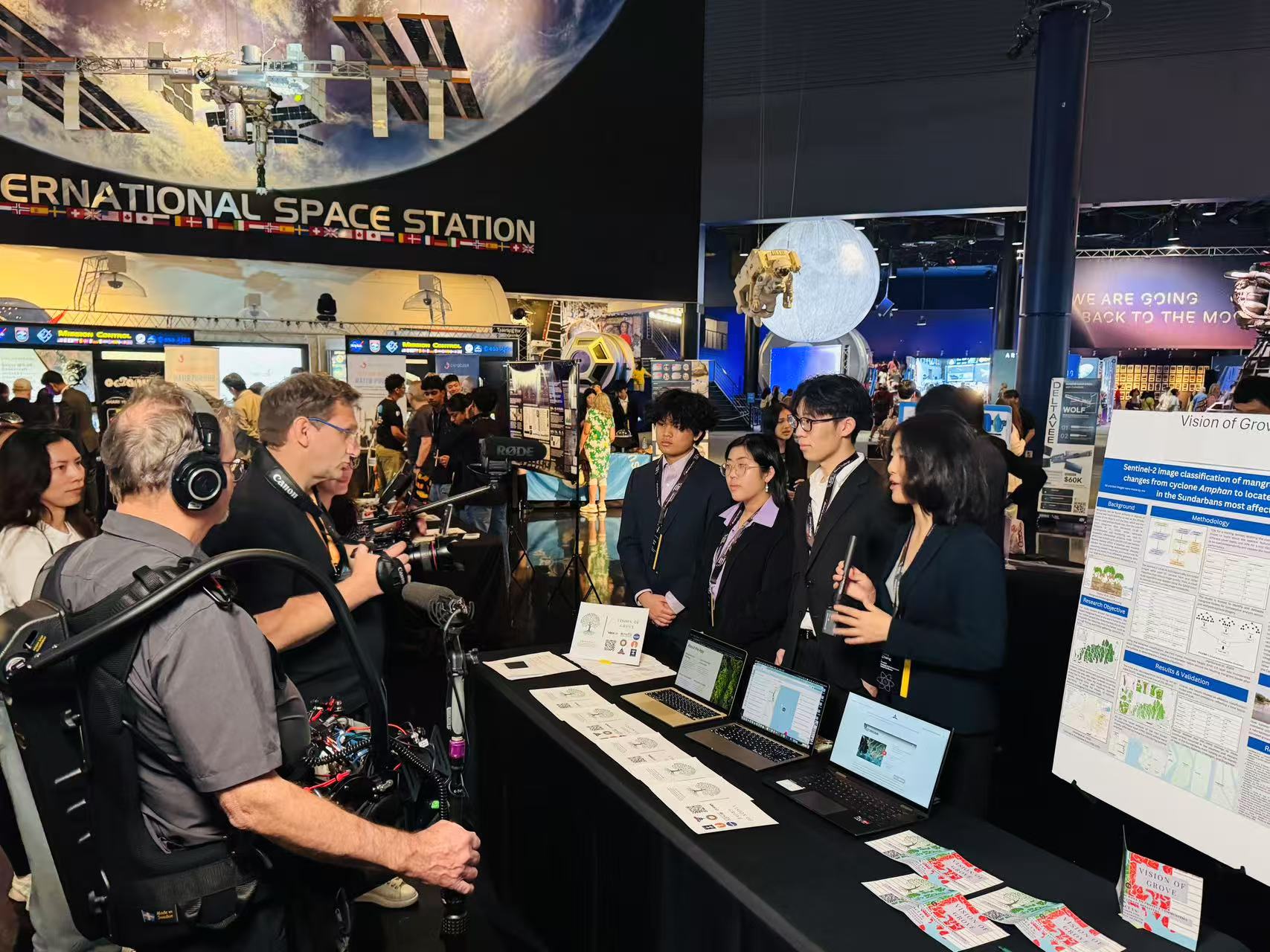 Team being interviewed at NASA Johnson Space Center